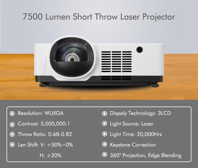 7500 ANSI Lumens 300 Inch WUXGA Large Venue Projector 3LCD Laser Short ...