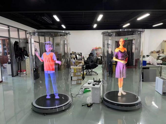 Ai Based Interactive 3D Hologram Box , 75inch Digital Human Round Exhibition Stand Holotube Holographic Display Box 1