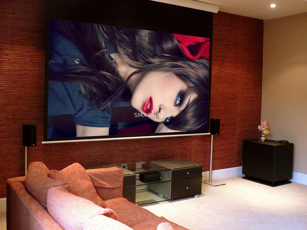 Remote Control Motorized Projector Screen 3D Fiberglass White Screen Fabric