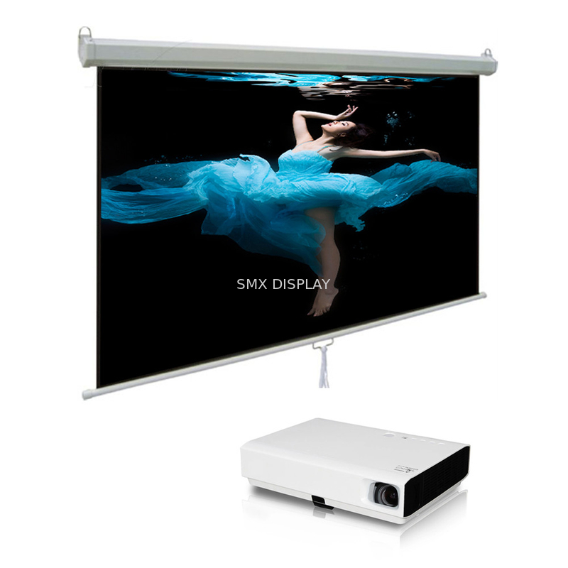 Manual Ceiling Mount Projection Screen With Self Locking 100 Inch Pull Down