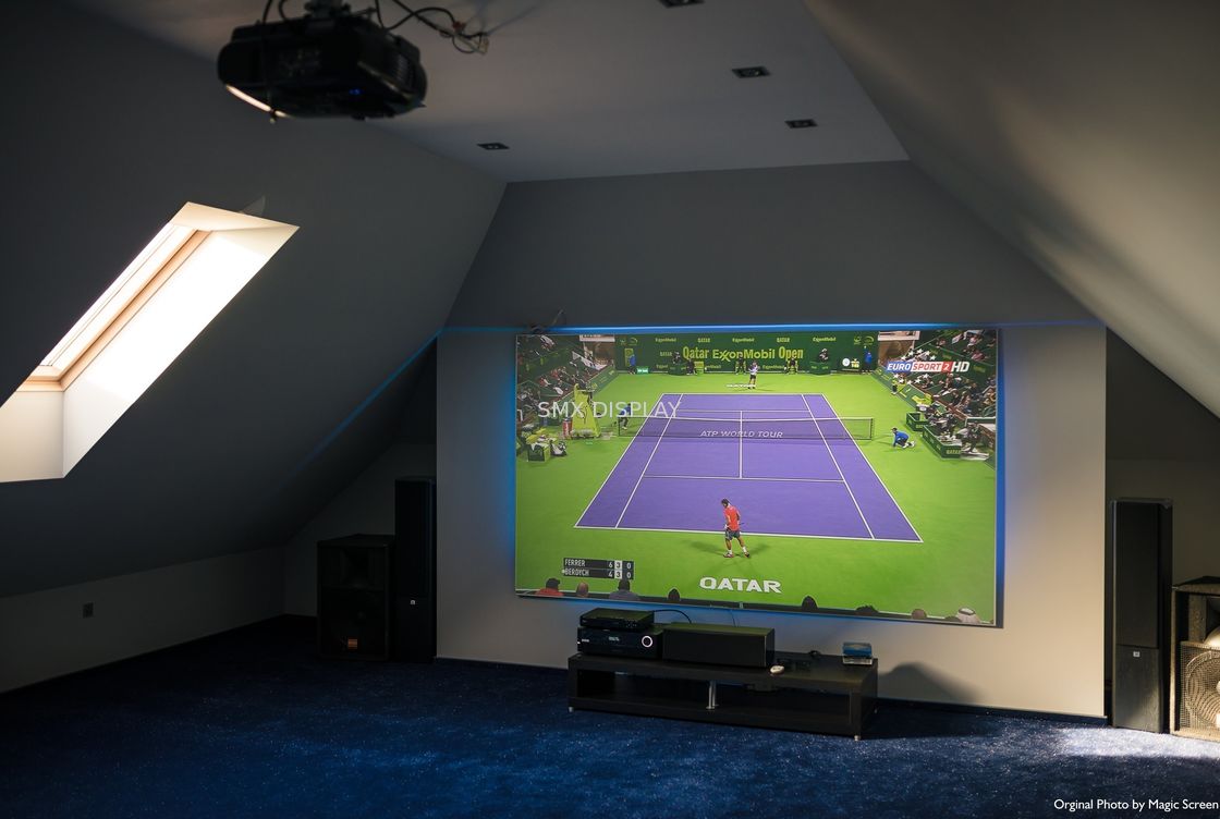 3D Sliver Wall Mount Fixed Frame Projection Screen , Deluxe Home Cinema