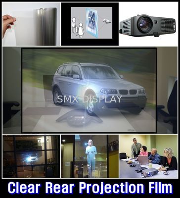 Quality 1.52x5 Meter transparent projection film , Holographic Rear Projection screen foil factory