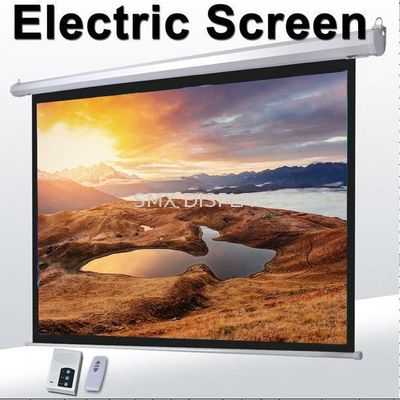 Quality 1:1 60"Motorized Projector Screen With Remote Control,Matte White Fabric Screen For Movie Theater factory