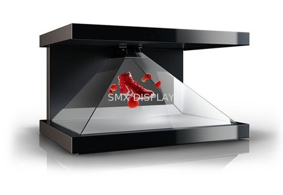 quality 3 Faces Hologram Pyramid Showcase Holographic 3D Display Shopping Mall factory