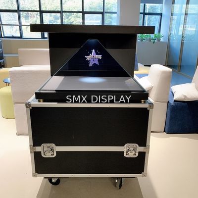 Quality 270degree 32'' Holographic Display Pyramid 3D Hologram Showcase Full HD With Flight Case factory