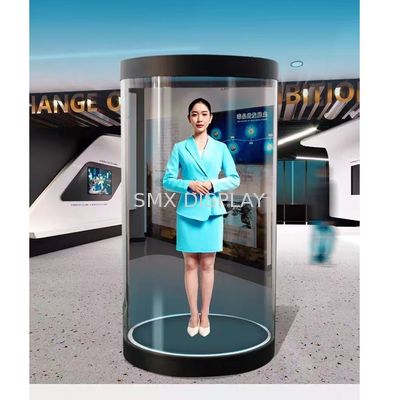 Quality 75 Inch Life Size 3D Holographic Cylinder with 8 ohm 5W Dual Speakers and High Transparency Hologram Display factory