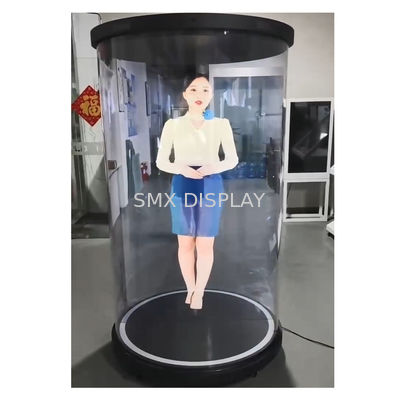 Ai Based Interactive 3D Hologram Box , 75inch Digital Human Round Exhibition Stand Holotube Holographic Display Box