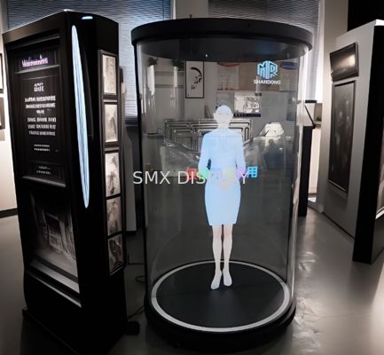 Quality 3D Holo Tube Human Size 75inch AI Virtual Assistant Holographic Cylinder Display Hologram Box factory