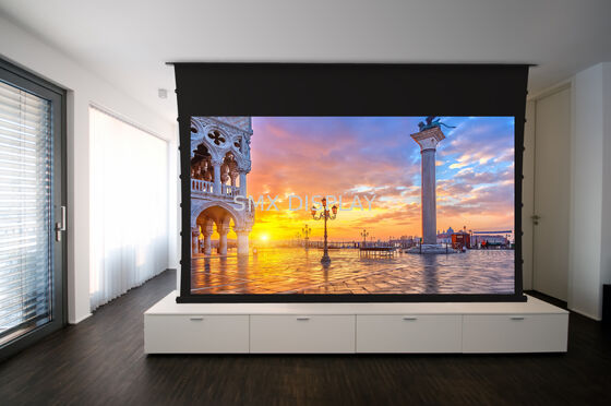 Tab tension projection motorized screen - smooth and seamless concealed ...