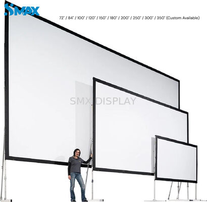 Kwaliteit PVC-materiaal / Voor-achterprojectie / Verstelbare voeten 300 inch snel vouwbaar scherm voor handelsbeurs Fabriek