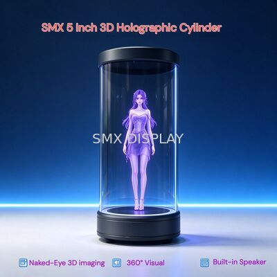 Kwaliteit 5 Inch Holografische Cilinder Display met Transparant Acryl en 960 x 540 Resolutie voor 3D Hologram Display Fabriek