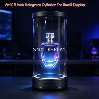 Kualitas Layar Holografik 5 inci dengan Resolusi 960 × 540 dan Silinder Akrilik Transparan untuk Tampilan Hologram 3D Ritel Pabrik