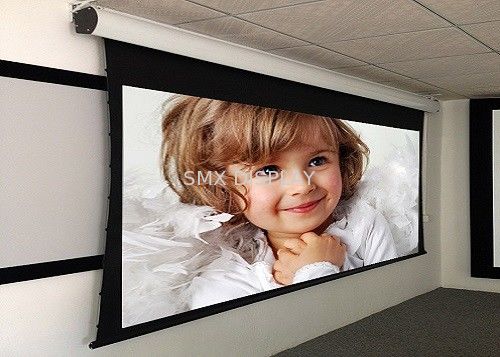 quality Custom Large Electric Motorized Projector Screen With Aluminum Casing , Remote Control factory
