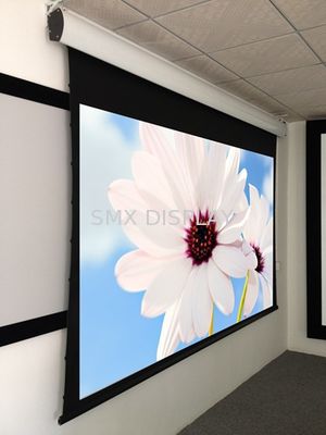 Quality 3D Silver Tab Tensioned Motorized Screen with RF IR control , 12V Trigger For home theater factory