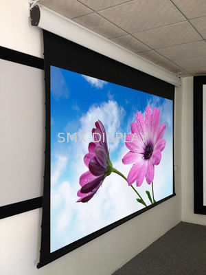 Quality Tab Tensioned Motorized Screen For Meeting Rooms , Motorized Rear Projection Screen 120'' factory