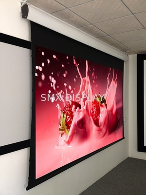 Ceiling Recessed Tab Tensioned Motorized Projection Screen With Hd Flexible White